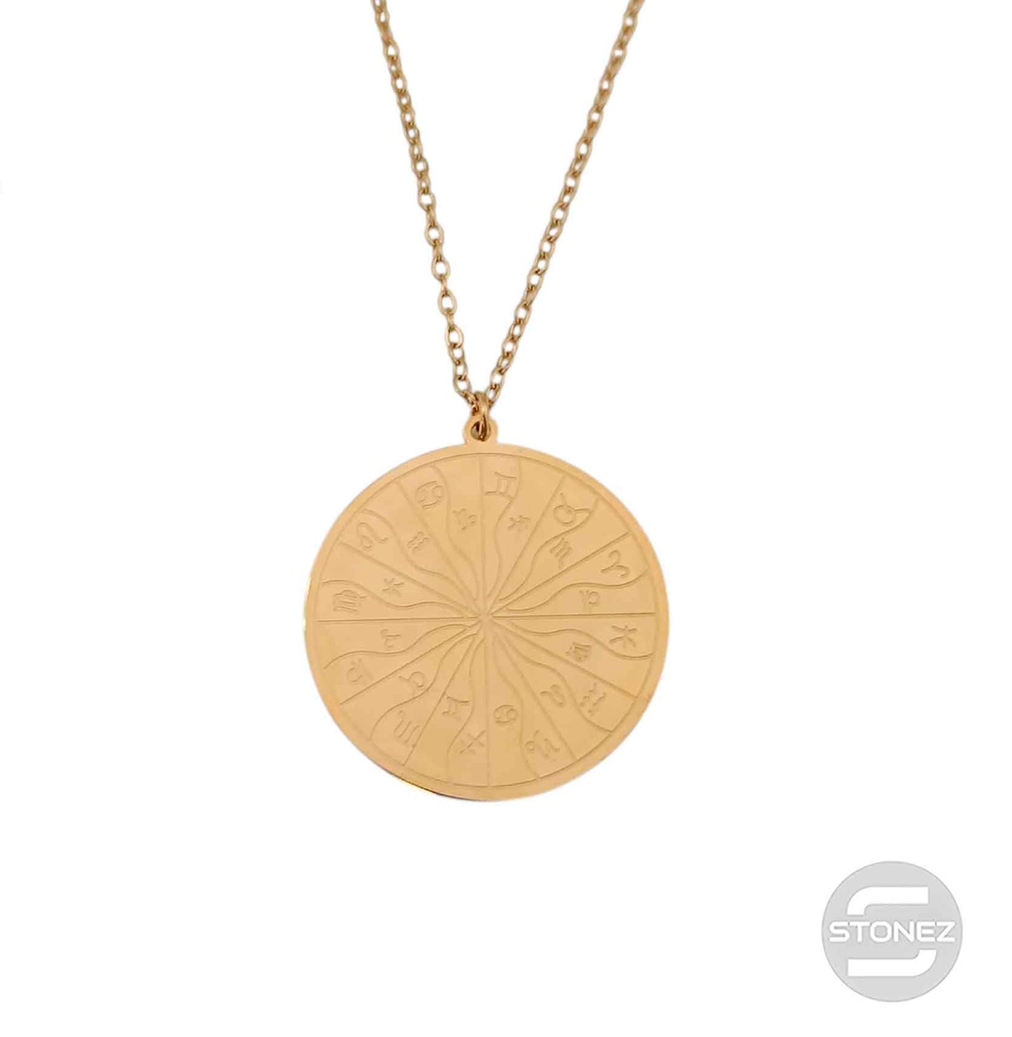 61014-59 Collar Acero Dorado Zodiaco Cadena 40+5 Cms