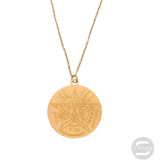 61014-59 Collar Acero Dorado Tetragramaton Cadena 40+5 Cms