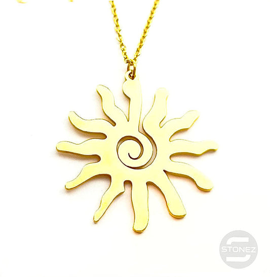 61014-08 Collar Acero Dorado Sol 31 mm Cadena 40+5 Cms.