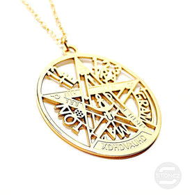 61014-28 Collar Acero Dorado Tetragramaton 30 mm Cadena 40+5 Cms.