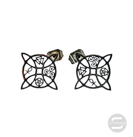 61017-05 Pendientes Pegados De Acero Nudo De Brujas 15mm