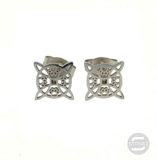 61017-09 Pendientes Pegados De Acero Nudo De Brujas 10 mm