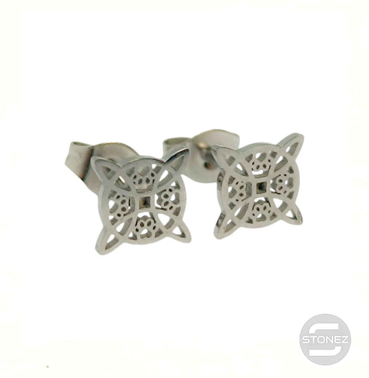 61017-09 Pendientes Pegados De Acero Nudo De Brujas 10 mm