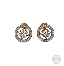 61017-12 Pendientes Pegados De Acero Dorado Nudo De Brujas 12mm