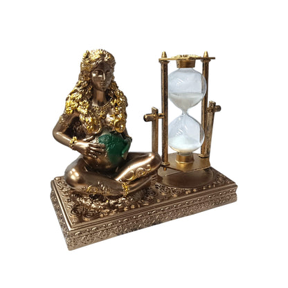 Figura En Resina Madre Tierra Y Reloj De Arena 17x19 Cms Apox Color Bronce 600104406