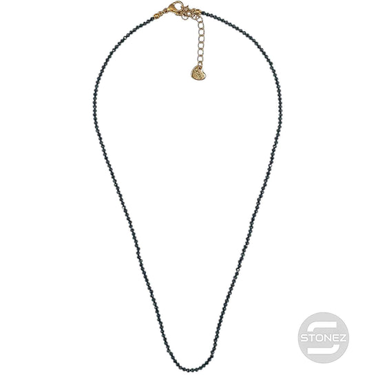 61042-04 Collar Onix 2 mm Facetado 40+5 Cms Cierre Acero Dorado