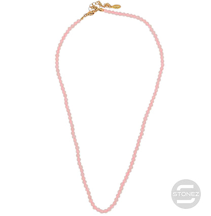 61043-02 Collar Cuarzo Rosa 3mm Fac 40+5 Cms Cierre Acero Dorado