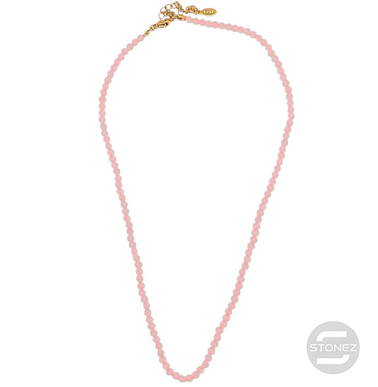 61043-02 Collar Cuarzo Rosa 3mm Fac 40+5 Cms Cierre Acero Dorado