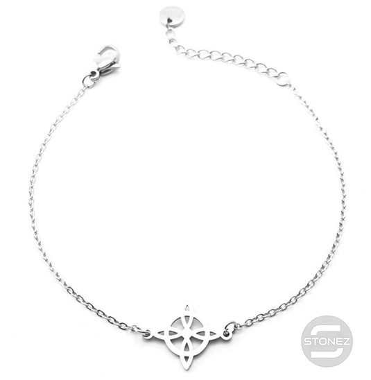 61048-01 Pulsera Acero Con Dije Nudo De Bruja