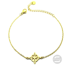 61048-02 Pulsera Acero Dorado Con Dije Nudo De Bruja