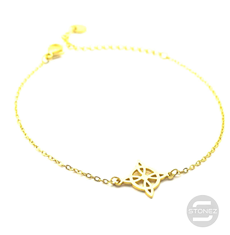 Cargue la imagen en el visor de la galería, 61048-02 Pulsera Acero Dorado Con Dije Nudo De Bruja
