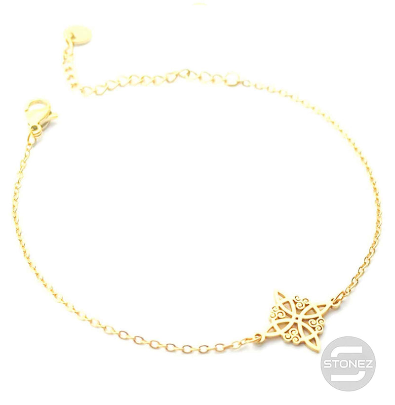 Cargue la imagen en el visor de la galería, 61048-04 Pulsera Acero Dorado Con Dije Nudo De Bruja.
