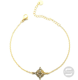 61048-04 Pulsera Acero Dorado Con Dije Nudo De Bruja.