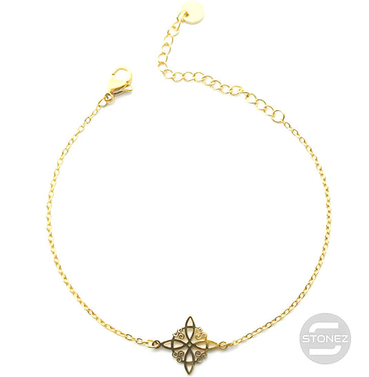 61048-04 Pulsera Acero Dorado Con Dije Nudo De Bruja.