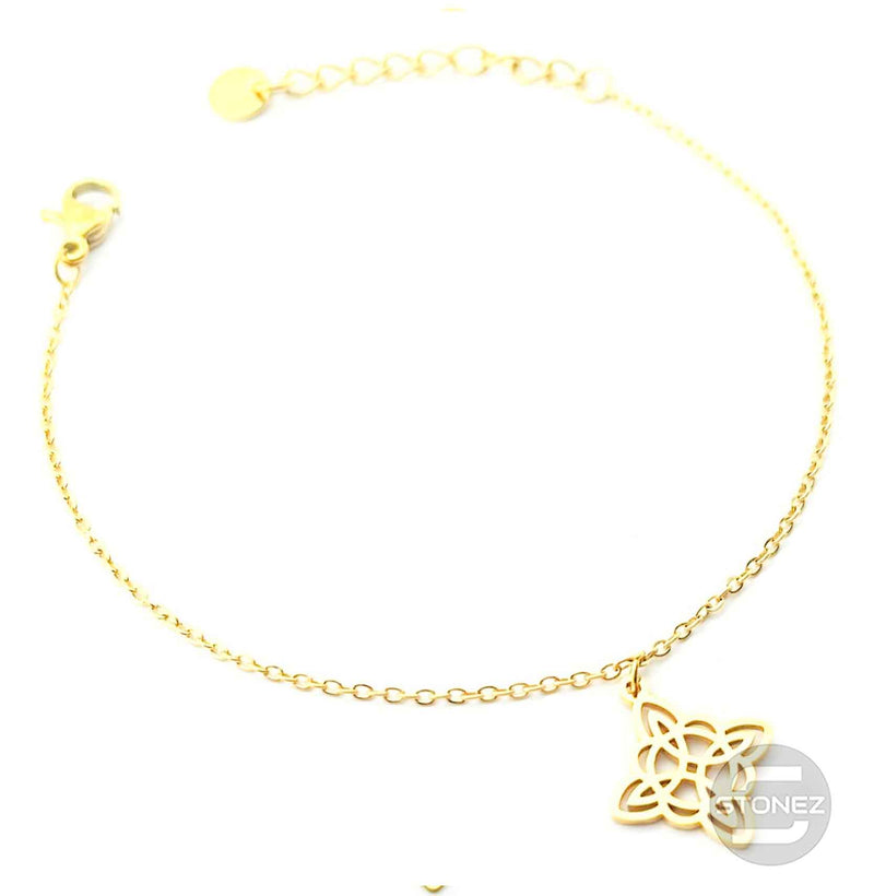 Carregue a imagem no visualizador da galeria, 61048-06 Pulsera Acero Dorado Con Dije Nudo De Bruja
