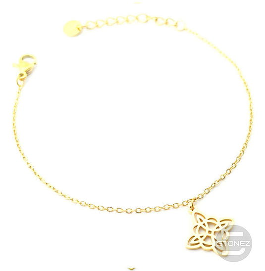 61048-06 Pulsera Acero Dorado Con Dije Nudo De Bruja