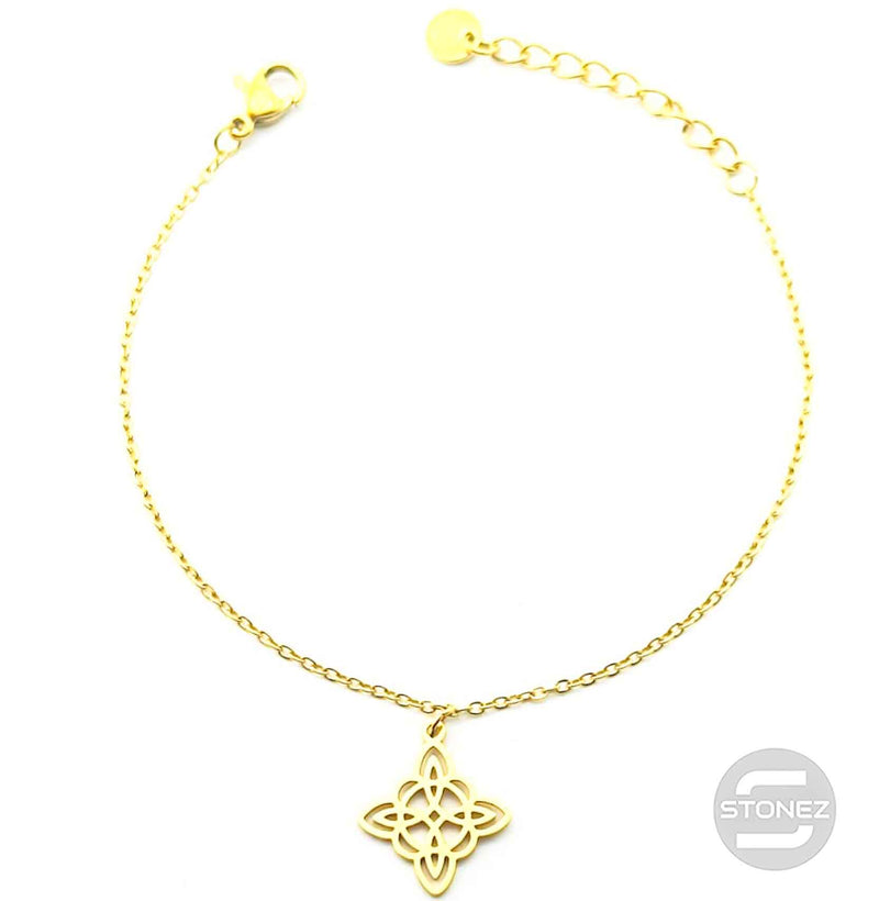 Carregue a imagem no visualizador da galeria, 61048-06 Pulsera Acero Dorado Con Dije Nudo De Bruja
