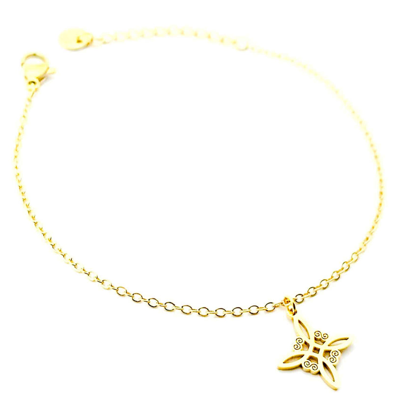 Cargue la imagen en el visor de la galería, 61048-07 Pulsera Acero Dorado Con Dije Nudo De Bruja.
