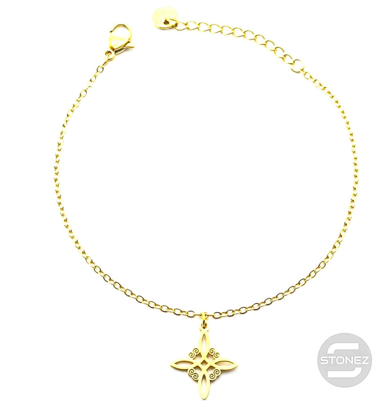 Cargue la imagen en el visor de la galería, 61048-07 Pulsera Acero Dorado Con Dije Nudo De Bruja.
