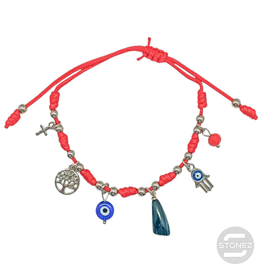 61049-09 Pulsera 7 Nudos Con Varios Dijes En Acero.