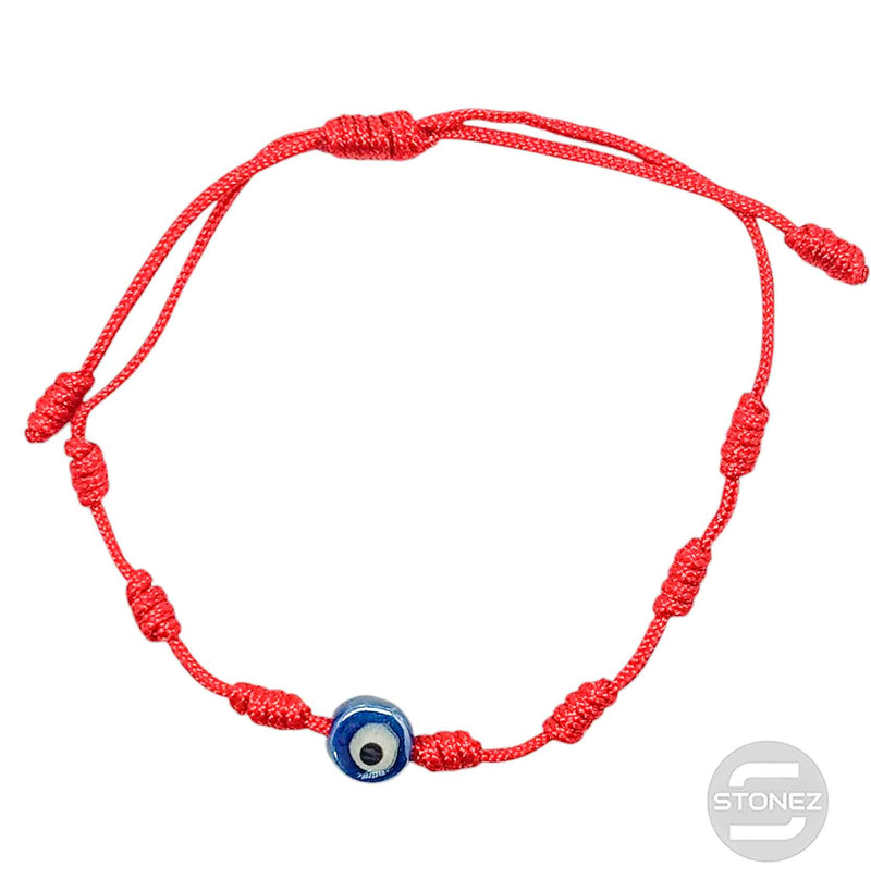 Cargue la imagen en el visor de la galería, 61049-12 Pulsera 7 Nudos Con Dije Cristal Ojo Turco Azul
