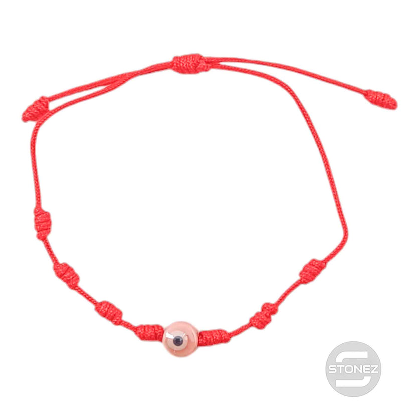 Cargue la imagen en el visor de la galería, 61049-12  Pulsera 7 Nudos Con Dije Cristal Ojo Turco Rosa
