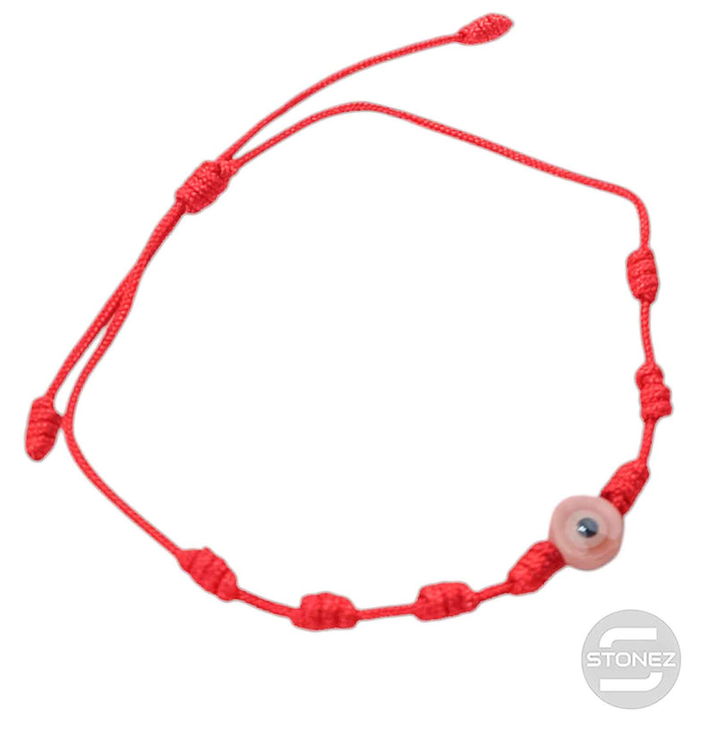 Cargue la imagen en el visor de la galería, 61049-12  Pulsera 7 Nudos Con Dije Cristal Ojo Turco Rosa
