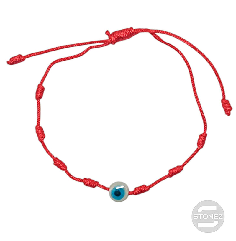 Cargue la imagen en el visor de la galería, 61049-12  Pulsera 7 Nudos Con Dije Cristal Ojo Turco Blanco
