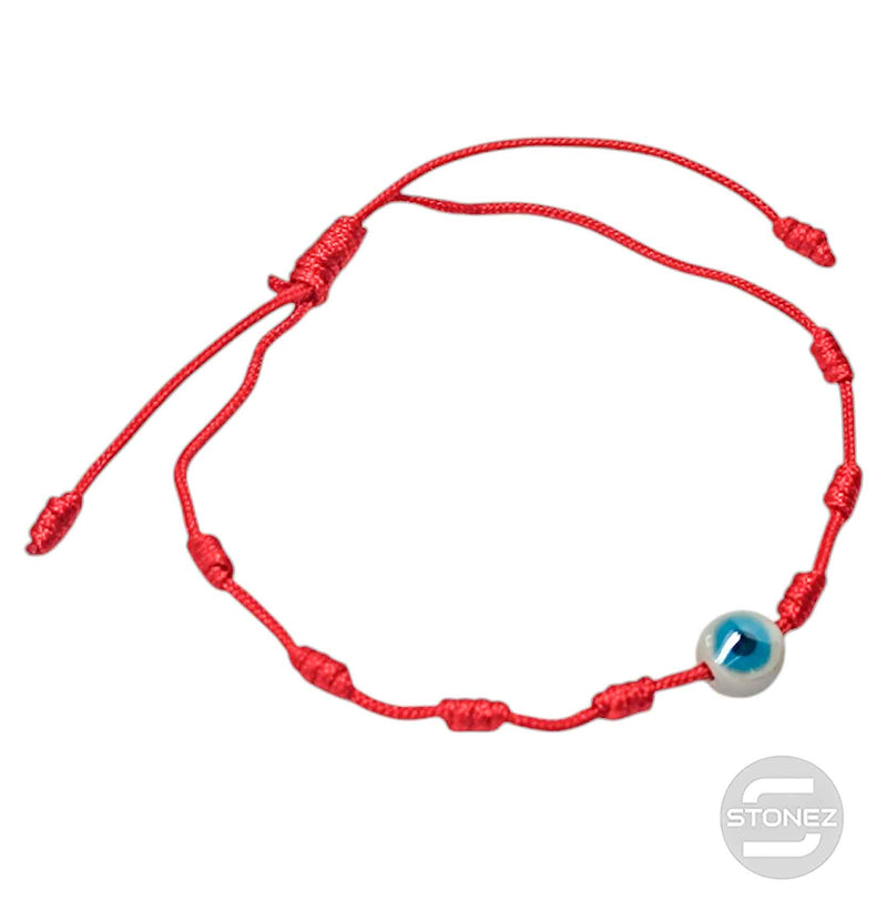 Cargue la imagen en el visor de la galería, 61049-12  Pulsera 7 Nudos Con Dije Cristal Ojo Turco Blanco
