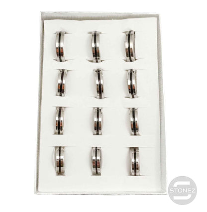 61105-05 Juego 12 Anillo Acero Inoxidable Con Diferentes Tallas Desde T16 a T22