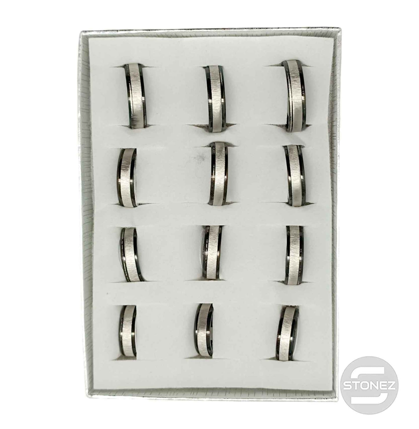 61105-06 Juego 12 Anillo Acero Inoxidable Con Diferentes Tallas Desde T16 a T22