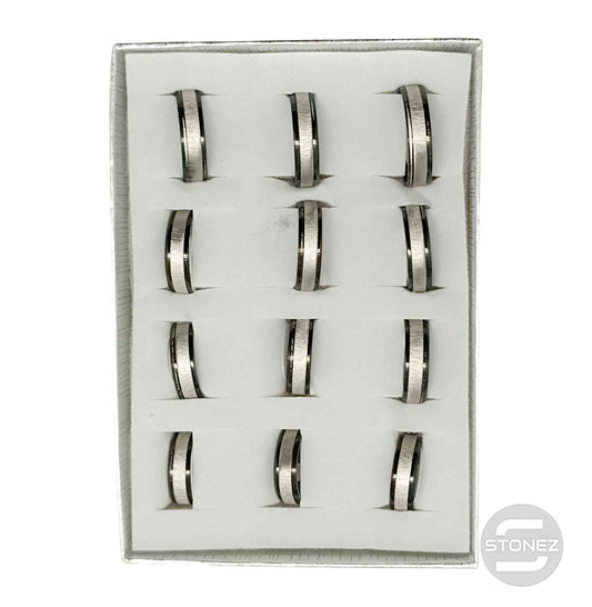 61105-06 Juego 12 Anillo Acero Inoxidable Con Diferentes Tallas Desde T16 a T22