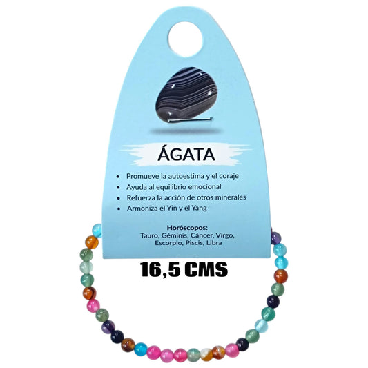 Pulsera Elastica Infantil 16,5 Cms Aprox Piedra Agata Multi 4 mm 600104508-84