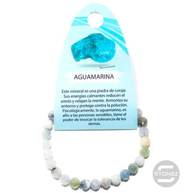 61129 Pulsera Facetada Aguamarina 6 mm