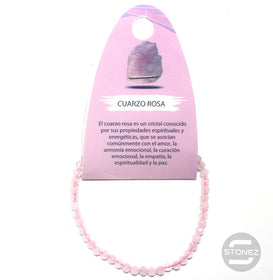 61159 Pulsera Facetada Cuarzo Rosa 4mm