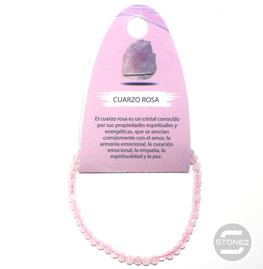 61159 Pulsera Facetada Cuarzo Rosa 4mm