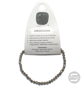 61170 Pulsera Facetada Obsidiana Plata 4mm