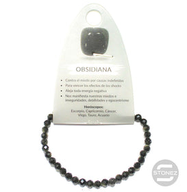 61172 Pulsera Facetada Obsidiana Dorada 4mm.