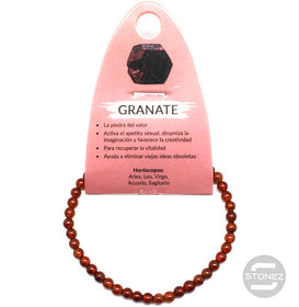 6122500 Pulsera Piedra Natural Granate Naranja 4 mm