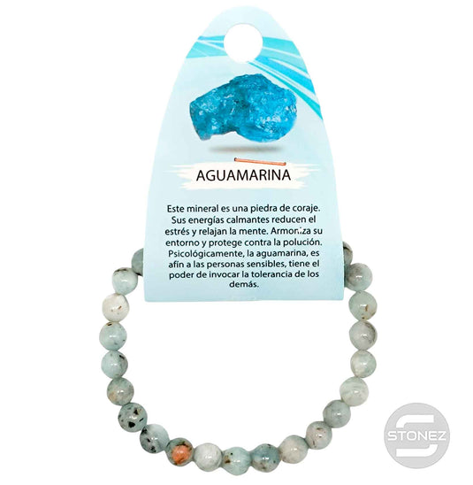 6163200 Pulsera Piedra Natural Aguamarina 8 mm.