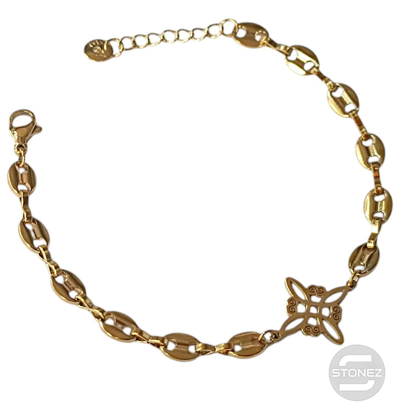 Cargue la imagen en el visor de la galería, 61676-06 Pulseras Acero Dorado Dije Nudo De Bruja 17+3 cms Aprox
