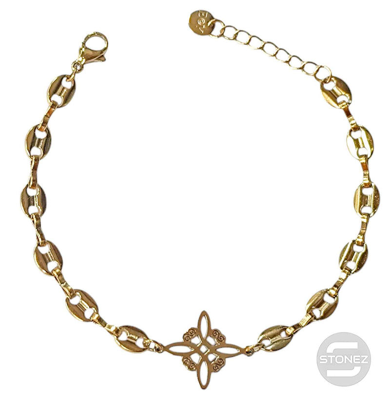 Cargue la imagen en el visor de la galería, 61676-06 Pulseras Acero Dorado Dije Nudo De Bruja 17+3 cms Aprox
