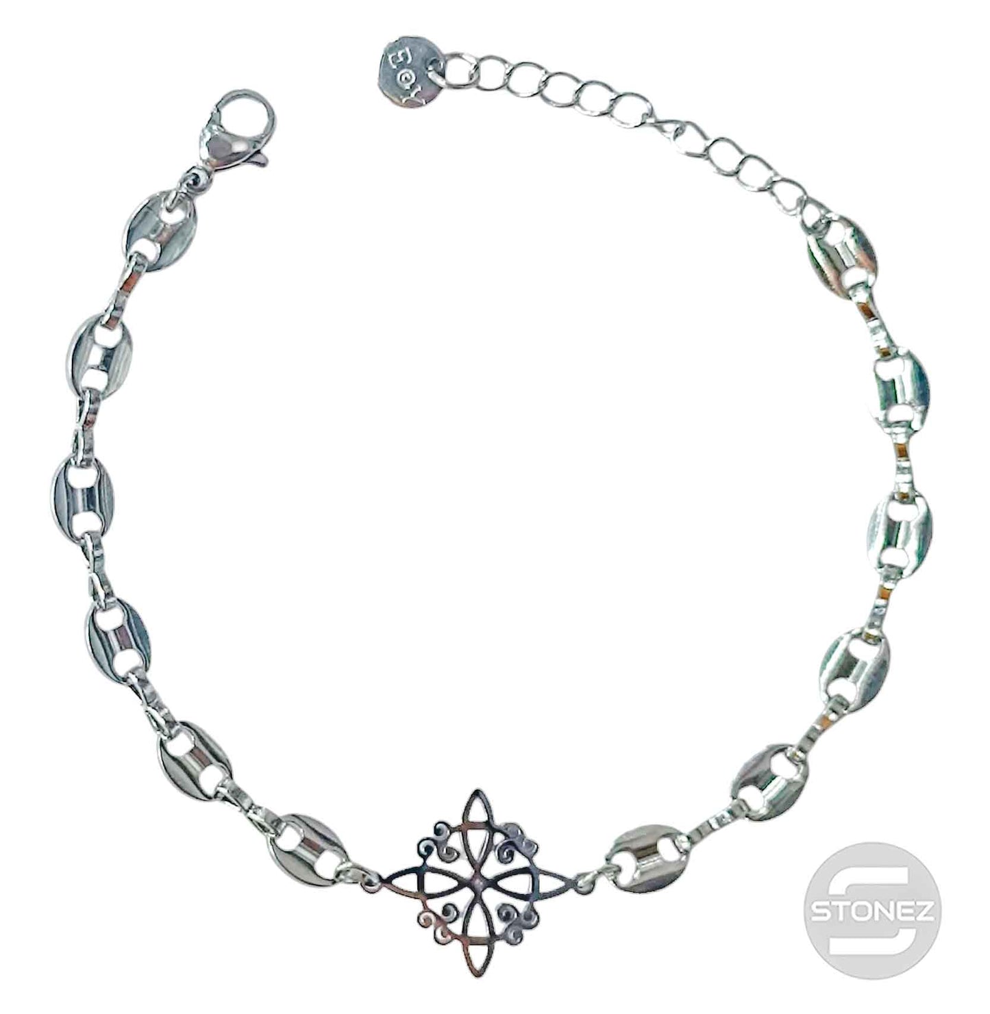 61676-05 Pulseras Acero Dije Nudo De Bruja 17+3 cms Aprox