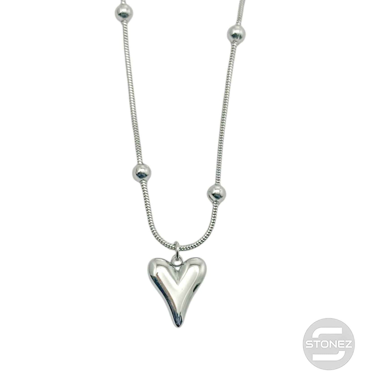61681-01 Collar Acero Corazon Cadena Cola De Raton 40+5 Cms