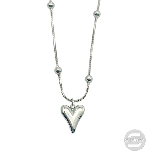 61681-01 Collar Acero Corazon Cadena Cola De Raton 40+5 Cms