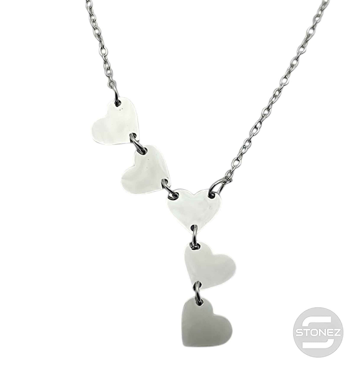 61682-01 Collar Acero Corazones Cadena 40+5 Cms
