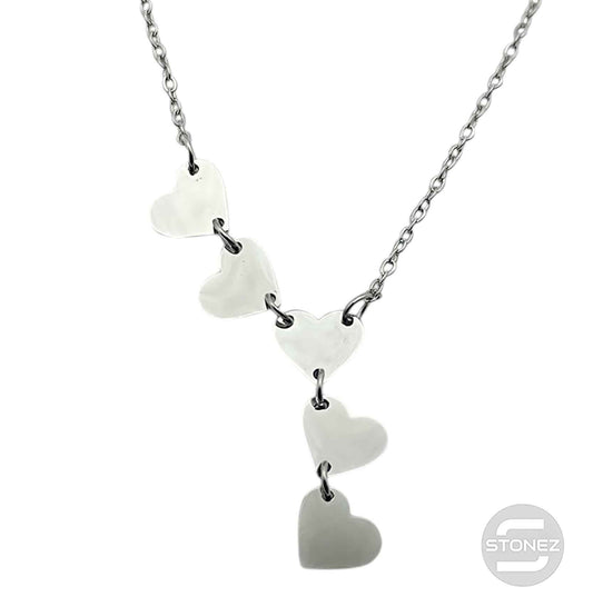 61682-01 Collar Acero Corazones Cadena 40+5 Cms