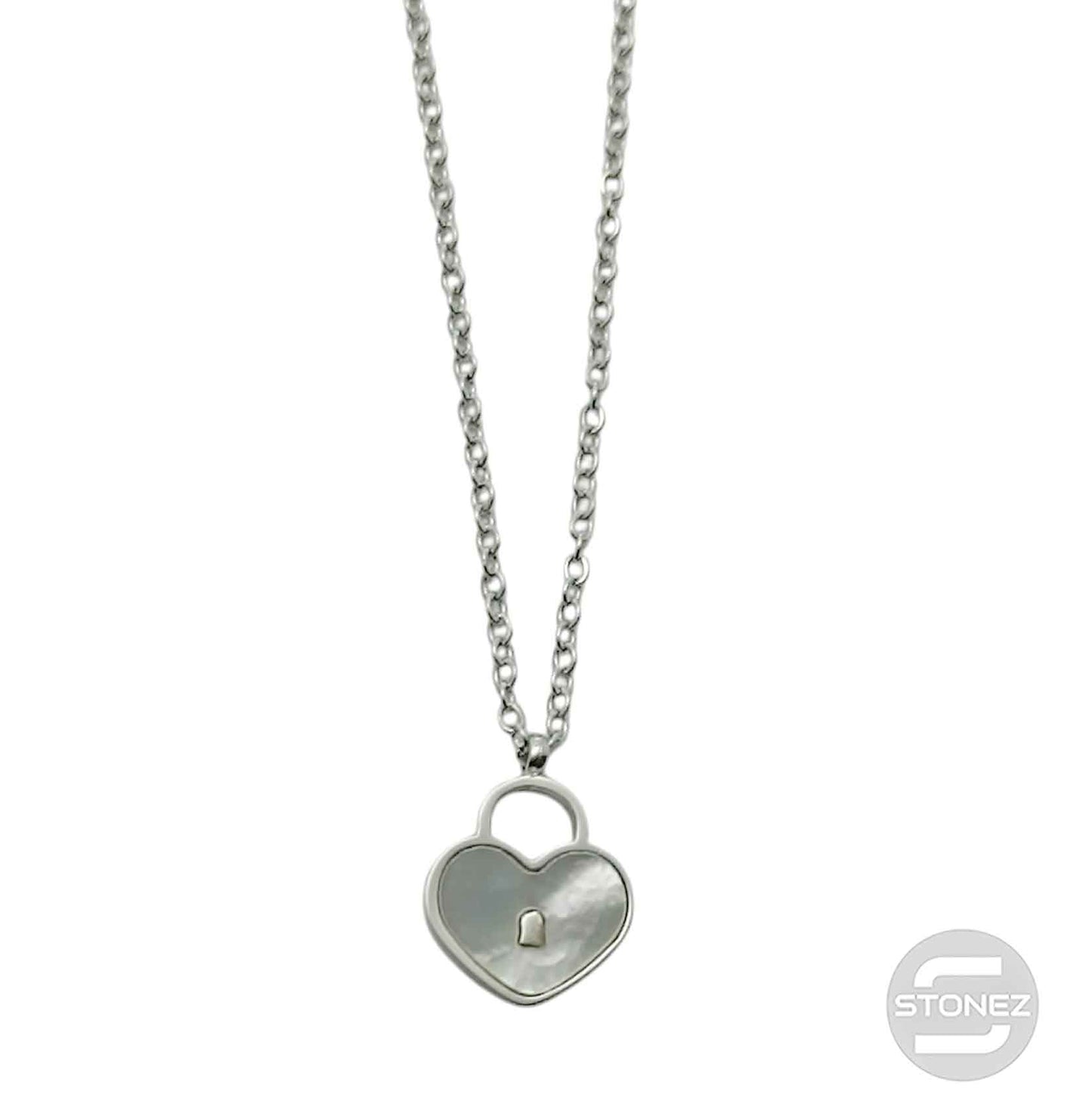 61682-05 Collar Acero Corazon Con Avalon Cadena 40+5 Cms