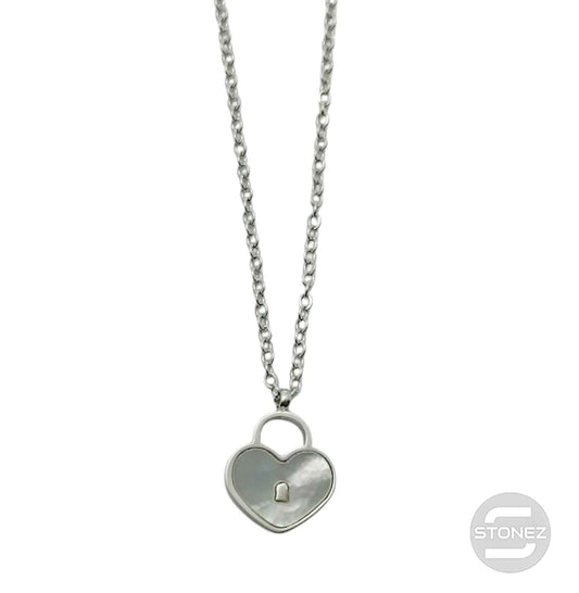 61682-05 Collar Acero Corazon Con Avalon Cadena 40+5 Cms