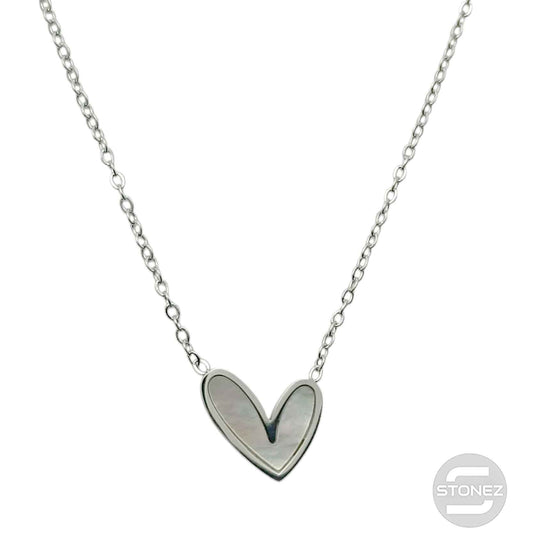 61682-07 Collar Acero Corazon Con Avalon Cadena 40+5 Cms
